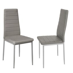 Living and Home 2pcs Armless PU Leather High Back Dining Chairs in Grey - thumbnail 3