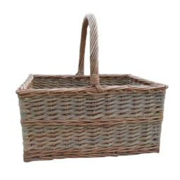 Red Hamper Wicker Triple Weave Butchers Shopping Basket in Brown