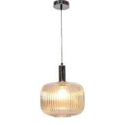 First Choice Lighting Set of 2 Batley Large - Clear Ribbed Glass Chrome Deco Pendants - thumbnail 3