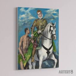 "Artery8 Saint Martin & the Beggar Oil Painting El Greco Canvas Wall Art - Size: W18"" x H24""" - thumbnail 2