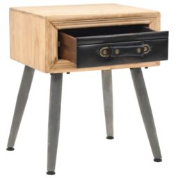 Berkfield Home Bedside Table Solid Fir Wood 43x38x50 cm in Brown - Size: 43 x 38 x 50 cm - thumbnail 5