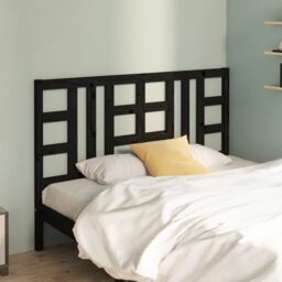 Berkfield Home Bed Headboard Black 146x4x100 cm Solid Wood Pine - Size: 146 x 4 x 100 cm - thumbnail 1