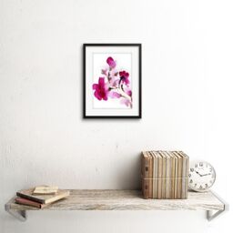"Artery8 Wall Art Print Flower Pink Watercolour Art Framed 9x7 inch in Black - Size: W7"" x H9""" - thumbnail 2