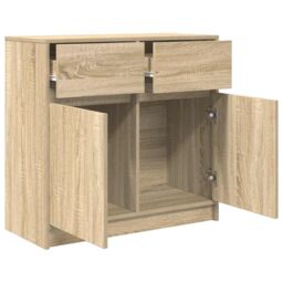 Berkfield Home Sideboard with Drawer Sonoma Oak 80x34x76 cm Engineered Wood in Brown - Size: 80 x 34 x 76 cm - thumbnail 5
