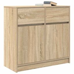 Berkfield Home Sideboard with Drawer Sonoma Oak 80x34x76 cm Engineered Wood in Brown - Size: 80 x 34 x 76 cm - thumbnail 4