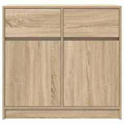 Berkfield Home Sideboard with Drawer Sonoma Oak 80x34x76 cm Engineered Wood in Brown - Size: 80 x 34 x 76 cm - thumbnail 6
