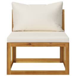 Berkfield Home 2 Piece Sofa Set with Cream White Cushions Solid Wood Acacia in Beige - thumbnail 3