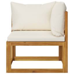 Berkfield Home 2 Piece Sofa Set with Cream White Cushions Solid Wood Acacia in Beige - thumbnail 7