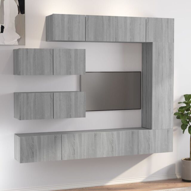 Berkfield Home 7 Piece TV Cabinet Set Grey Sonoma Engineered Wood - image 1