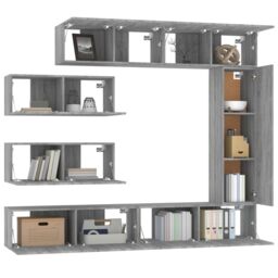 Berkfield Home 7 Piece TV Cabinet Set Grey Sonoma Engineered Wood - thumbnail 4