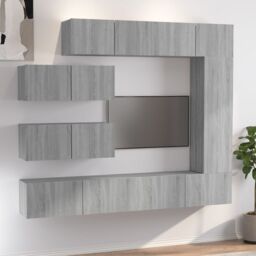 Berkfield Home 7 Piece TV Cabinet Set Grey Sonoma Engineered Wood - thumbnail 1