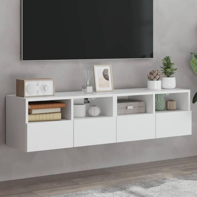 Berkfield Home TV Wall Cabinets 2 pcs White 60x30x30 cm Engineered Wood - Size: 60 x 30 x 30 cm - image 1