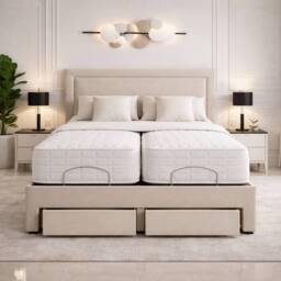 PARADISE BEDS LTD Emma Storage Electric Adjustable Mobility Bed with Mattress in Beige - Size: Single - thumbnail 6