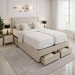 PARADISE BEDS LTD Emma Storage Electric Adjustable Mobility Bed with Mattress in Beige - Size: Single - thumbnail 8