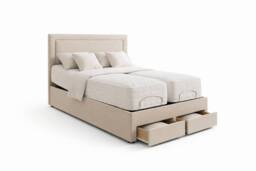 PARADISE BEDS LTD Emma Storage Electric Adjustable Mobility Bed with Mattress in Beige - Size: Single - thumbnail 5
