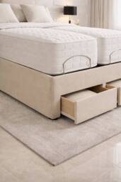 PARADISE BEDS LTD Emma Storage Electric Adjustable Mobility Bed with Mattress in Beige - Size: Single - thumbnail 3
