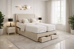 PARADISE BEDS LTD Emma Storage Electric Adjustable Mobility Bed with Mattress in Beige - Size: Single - thumbnail 2