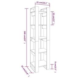 Berkfield Home Book Cabinet/Room Divider Honey Brown 41x35x160 cm Solid Wood Pine - Size: 41 x 35 x 160 cm - thumbnail 8