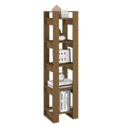 Berkfield Home Book Cabinet/Room Divider Honey Brown 41x35x160 cm Solid Wood Pine - Size: 41 x 35 x 160 cm - thumbnail 4