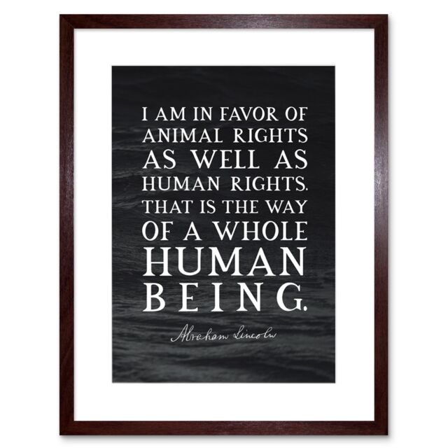 "Artery8 Wall Art Print Slate Quote Abraham Lincoln Animal Rights Artwork Framed 9X7 Inch in Brown - Size: W7"" x H9""" - image 1