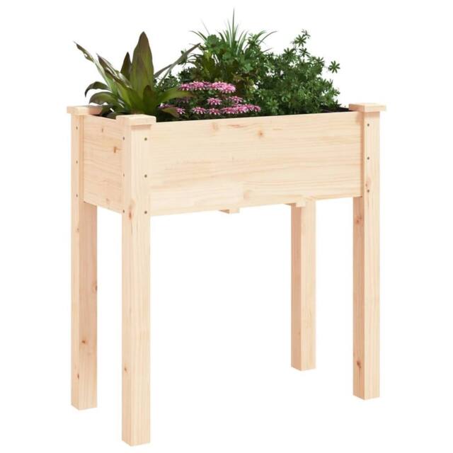 Berkfield Home Planter with Liner 71x37x76 cm Solid Wood Fir in Natural - Size: 71 x 37 x 76 cm - image 1