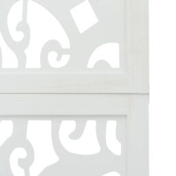 Berkfield Home Room Divider 6 Panels White Solid Wood Paulownia - thumbnail 6