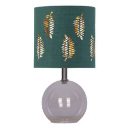 First Choice Lighting Set of 2 Buck - Clear Glass Table Lamps with Dark Green Fern Shade - thumbnail 2