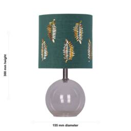 First Choice Lighting Set of 2 Buck - Clear Glass Table Lamps with Dark Green Fern Shade - thumbnail 3