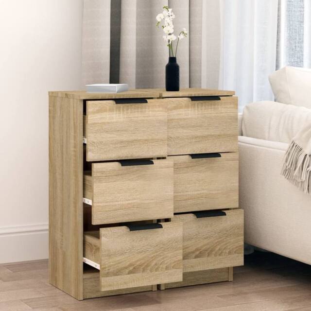 Berkfield Home Sideboards 2 pcs Sonoma Oak 30x30x70 cm Engineered Wood in Natural - Size: 30 x 30 x 70 cm - image 1