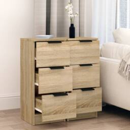 Berkfield Home Sideboards 2 pcs Sonoma Oak 30x30x70 cm Engineered Wood in Natural - Size: 30 x 30 x 70 cm - thumbnail 1