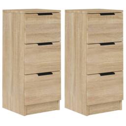 Berkfield Home Sideboards 2 pcs Sonoma Oak 30x30x70 cm Engineered Wood in Natural - Size: 30 x 30 x 70 cm - thumbnail 3