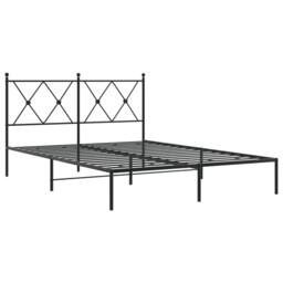 Berkfield Home Metal Bed Frame without Mattress with Headboard Black 135x190cm - Size: 135x190 cm - thumbnail 1