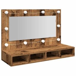 Berkfield Home Mirror Cabinet with LED Old Wood 90x31.5x62 cm in Brown - thumbnail 2