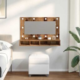 Berkfield Home Mirror Cabinet with LED Old Wood 90x31.5x62 cm in Brown - thumbnail 3