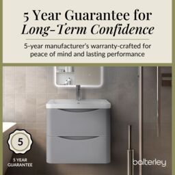 Balterley Wall Hung 2 Drawer Bathroom Vanity Unit & Basin, Satin Grey, 550mm in Grey - thumbnail 4