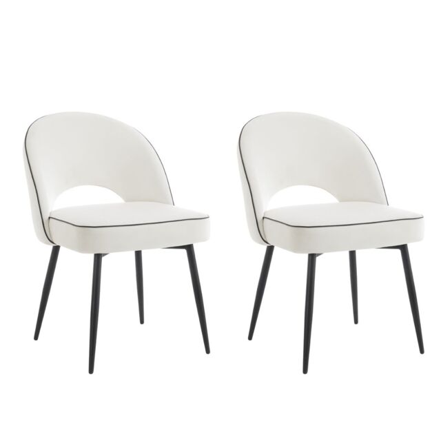 Home Detail Tilly Velvet Dining Chair Set of 2, Ivory - Size: 2 Pack - image 1