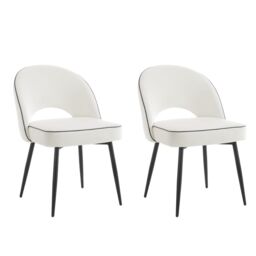 Home Detail Tilly Velvet Dining Chair Set of 2, Ivory - Size: 2 Pack