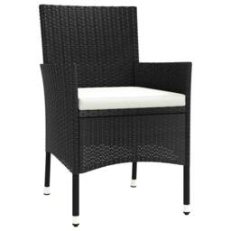 Berkfield Home 3 Piece Garden Bistro Set with Cushions Black Poly Rattan - thumbnail 5