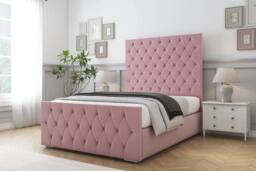 "Comfort Beds Florida Plush Bed Frame - 50"" Upholstered Headboard in Pink - Size: King"
