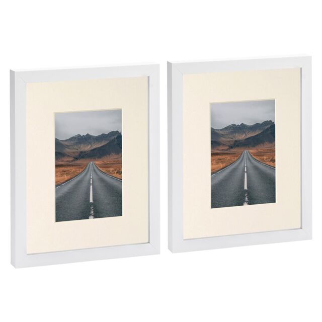 "Nicola Spring Photo Frames with 4"" x 6"" Mount - 8"" x 10"" - White Mount - Pack of 2" - image 1