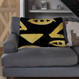Benjamin Tate Design Eyes & Pyramids Blanket in Natural - Size: 120 cm x 150 cm - thumbnail 2