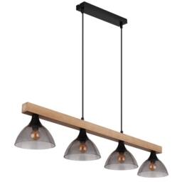 Netlighting Lindi Bar Pendant Ceiling Light Matt Black Smoke Glass Shade 4x E14 - thumbnail 2