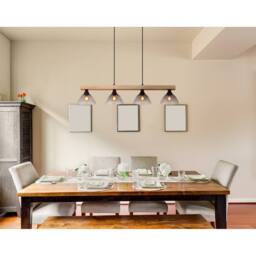 Netlighting Lindi Bar Pendant Ceiling Light Matt Black Smoke Glass Shade 4x E14 - thumbnail 6