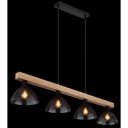 Netlighting Lindi Bar Pendant Ceiling Light Matt Black Smoke Glass Shade 4x E14 - thumbnail 5