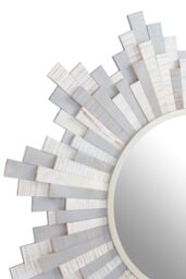 Orsina Sunburst Grey & White Wooden Wall Mirror - thumbnail 3