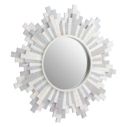 Orsina Sunburst Grey & White Wooden Wall Mirror - thumbnail 2