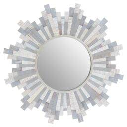 Orsina Sunburst Grey & White Wooden Wall Mirror - thumbnail 1