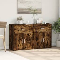 Berkfield Home Sideboards 2 pcs Smoked Oak 60x31x70 cm Engineered Wood in Brown - Size: 60 x 31 x 70 cm - thumbnail 3