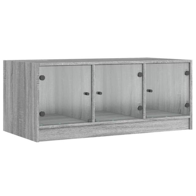 Berkfield Home Coffee Table with Glass Doors Grey Sonoma 102x50x42 cm - Size: 102 x 50 x 42 cm - image 1