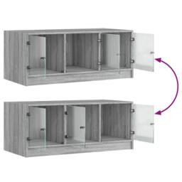 Berkfield Home Coffee Table with Glass Doors Grey Sonoma 102x50x42 cm - Size: 102 x 50 x 42 cm - thumbnail 9